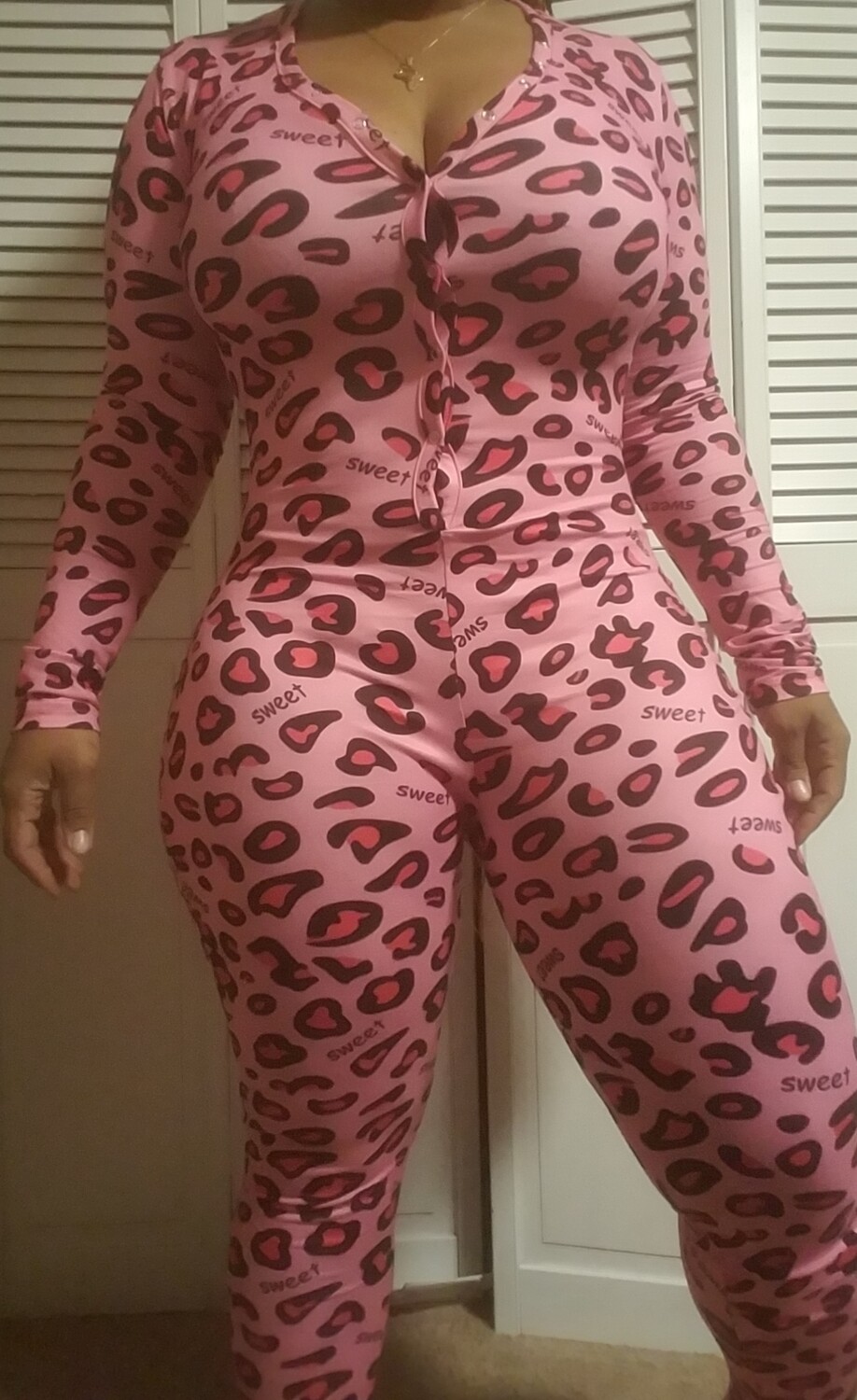 Sweet Pink Leopard Long Sleeve Pants Onesie