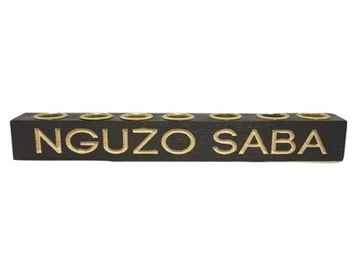 NGUZO SABA- "Kwanzaa" Kinara -Straight Black with Gold Finish
