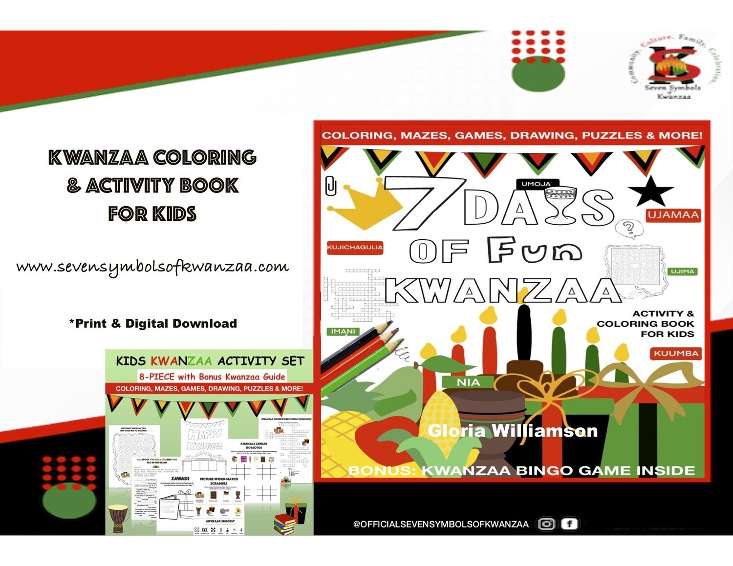 7 Days of Fun: Kwanzaa Kids Activity and Coloring Book for Kids"-PaperBack +Digital Unlimited