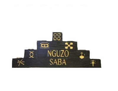 Kwanzaa Kinara- "Nguzo Saba' & 7 Symbols Hand carved