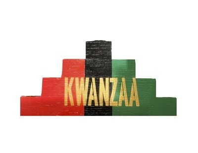 "Kwanzaa" Kinara -Colors of Africa Wooden Kinara with Gold Finish