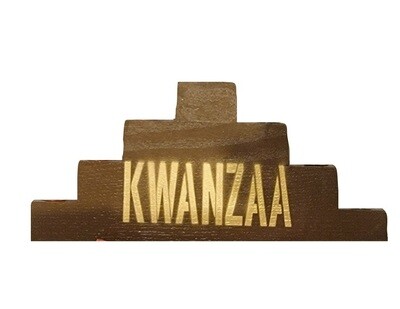 "Kwanzaa"  Kinara - Traditional Brown Wooden Kinara with Gold Finish