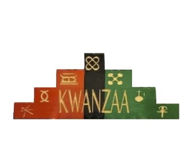 Kwanzaa Kinara-Kwanzaa & Seven Symbols (RBG)