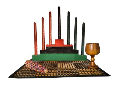 Handcrafted Kwanzaa Kinara with Pan-African Flag Kwanzaa Celebration Set