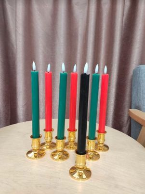 Kwanzaa LED Candle Set – 3D Flame, Remote Control &amp; Gold Bases