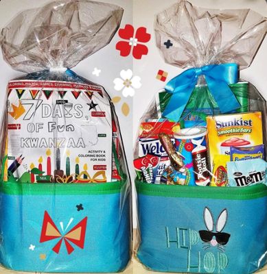Seven Symbols of Kwanzaa Kids Easter Gift Basket Set w/Kwanzaa Bingo Game