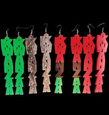 Hand Painted Kwanzaa Celebration Drop Earrings