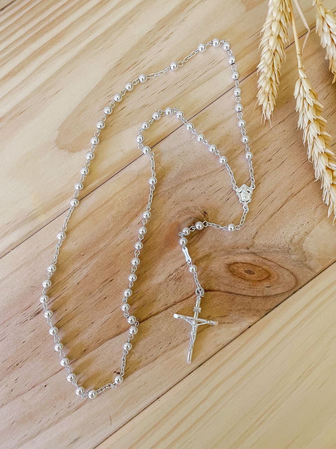 Rosario de plata de cinco denarios