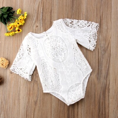 Romper White Lace Long Sleeve
