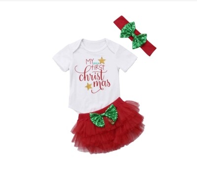 Christmas Vest with Red Skirt and Green Bow
