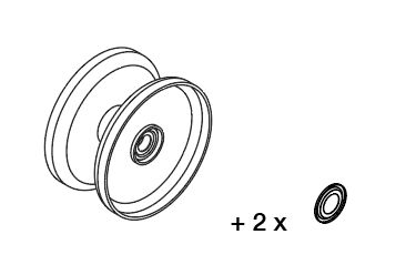 Roller Ø200mm renforcé, avec roulements et rondelles protections de roulements