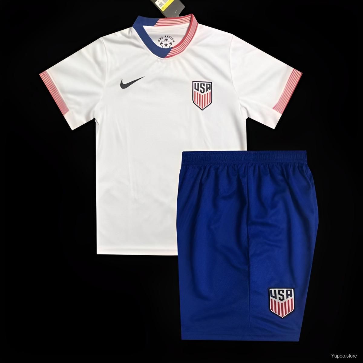 2024 Kids&#39; Shirts USA Home Soccer Jersey