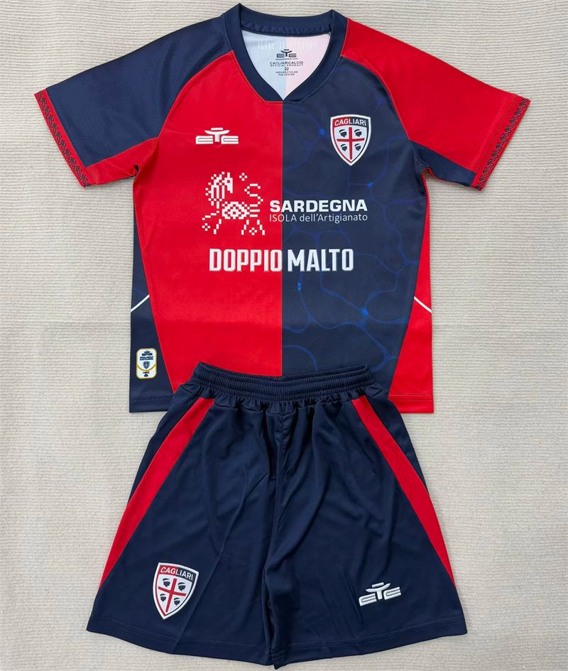 Cagliari Calcio 2026/27 Home Kids Kit – Red Blue Set