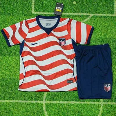 USA 2026 World Cup Home Kids Kit – White Red Stripes Soccer Set