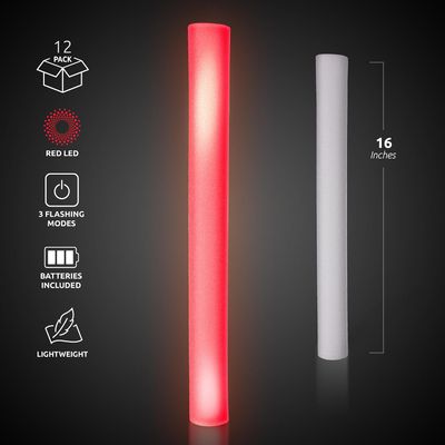 Fun Central 16” LED Foam Sticks - Red