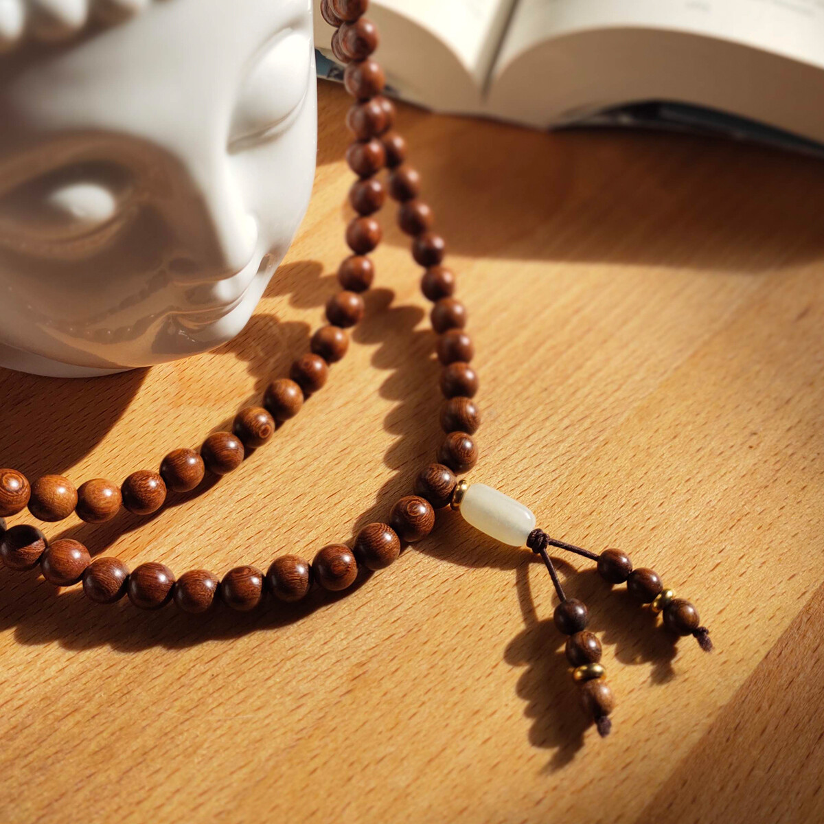 Elastisches Holzarmband mit 108 Perlen (8mm), Mala, Naturholz, tibetisch-buddhistische Meditation, Halskette, Armband