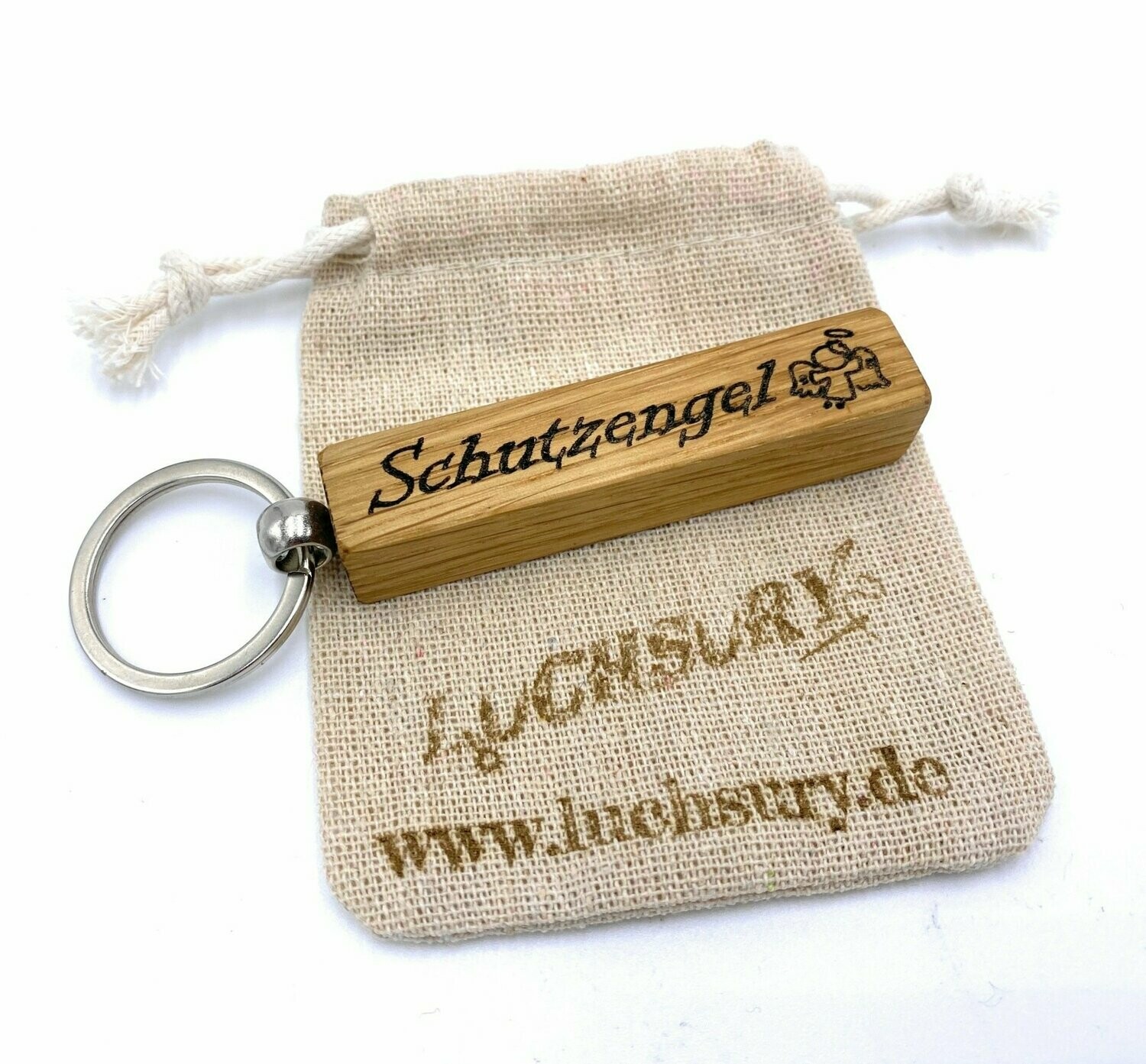 Schlüsselanhänger Holz-Eiche-Schutzengel