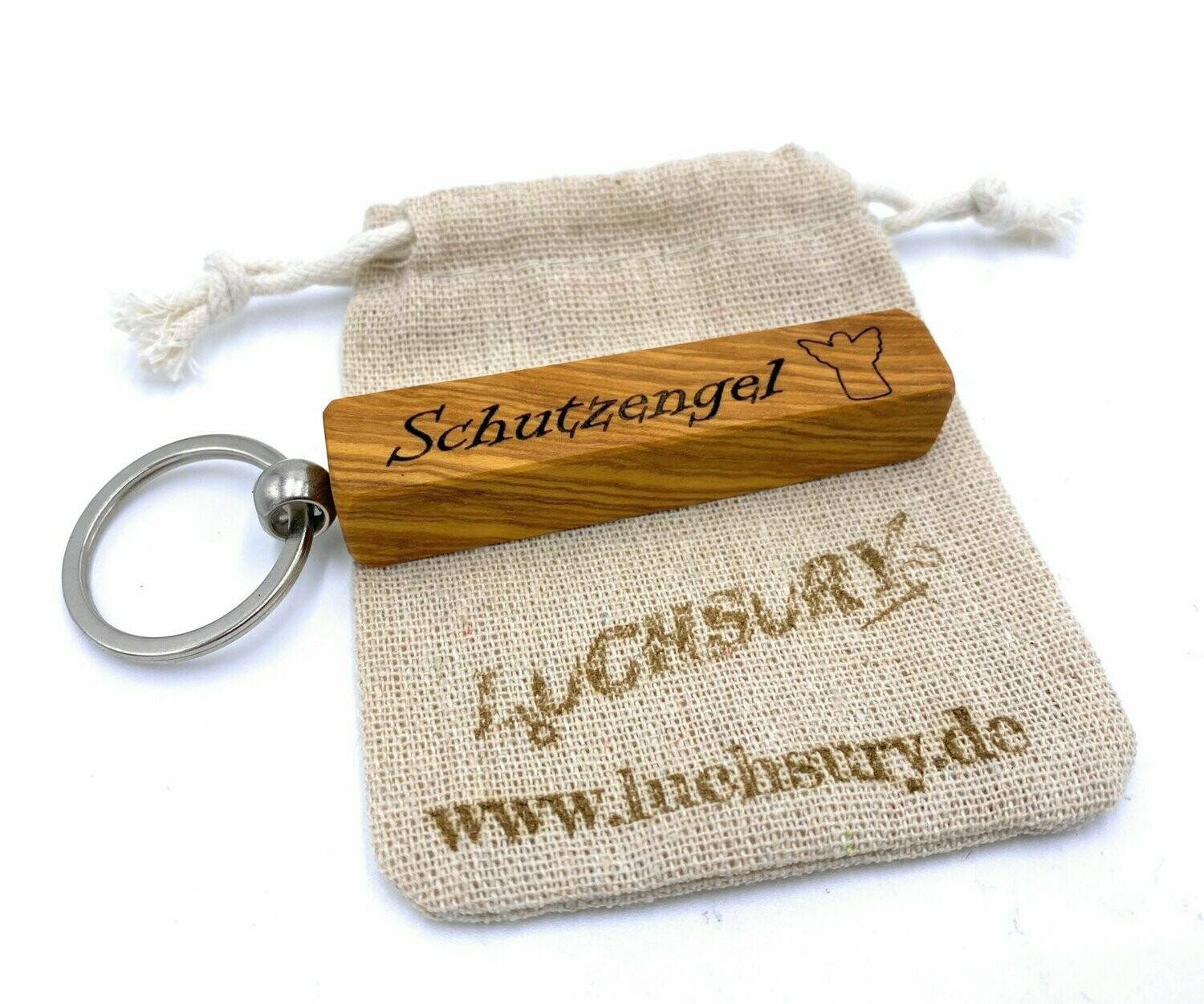 Schlüsselanhänger Holz-Olive-Schutzengel