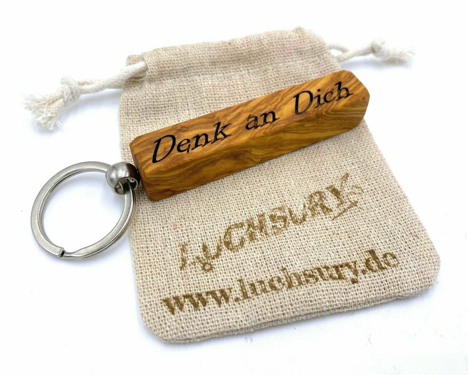 Schlüsselanhänger Holz-Olive- Denk an Dich