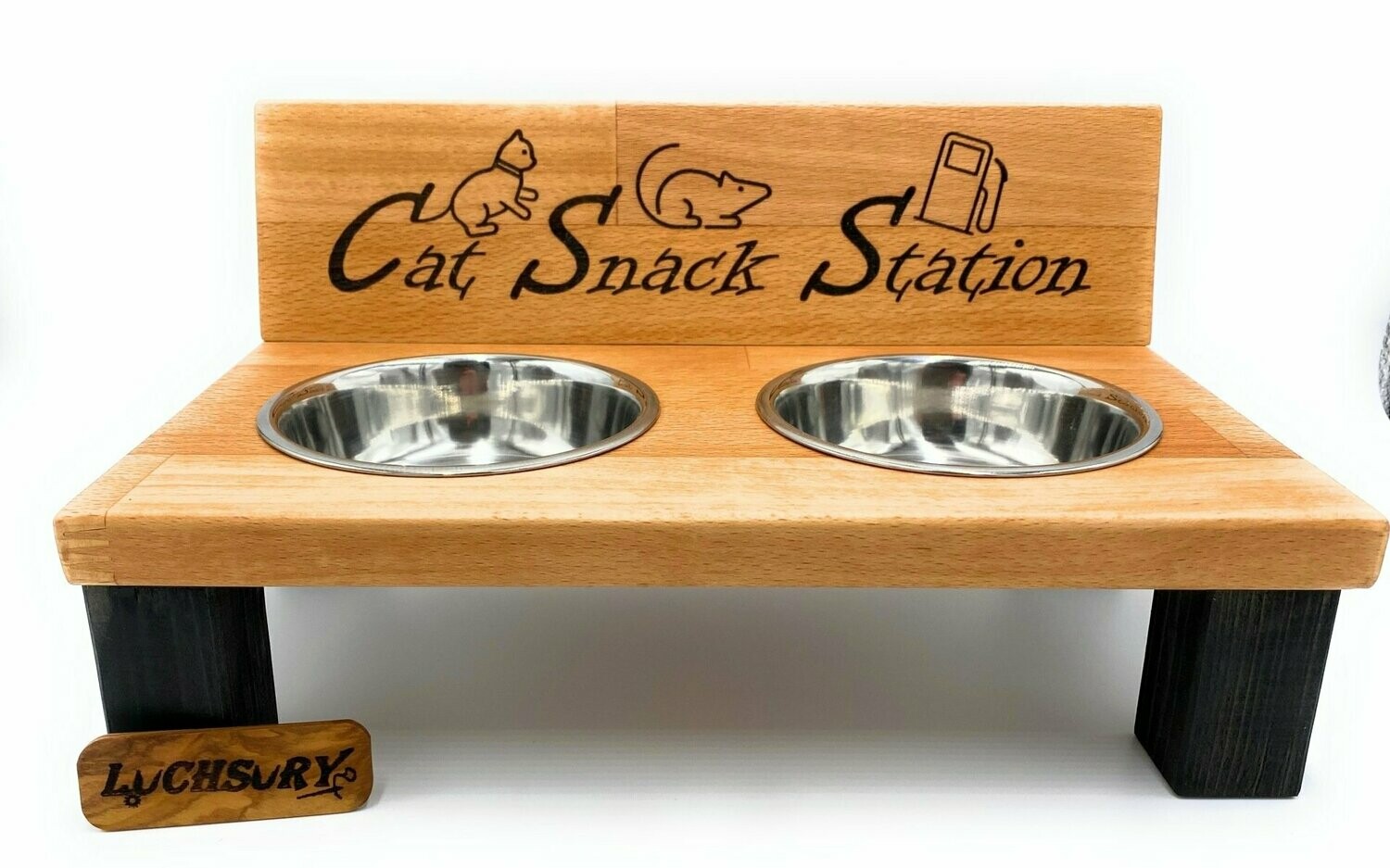 Futterbar für Katzen aus Buchenholz "Cat Snack Station"