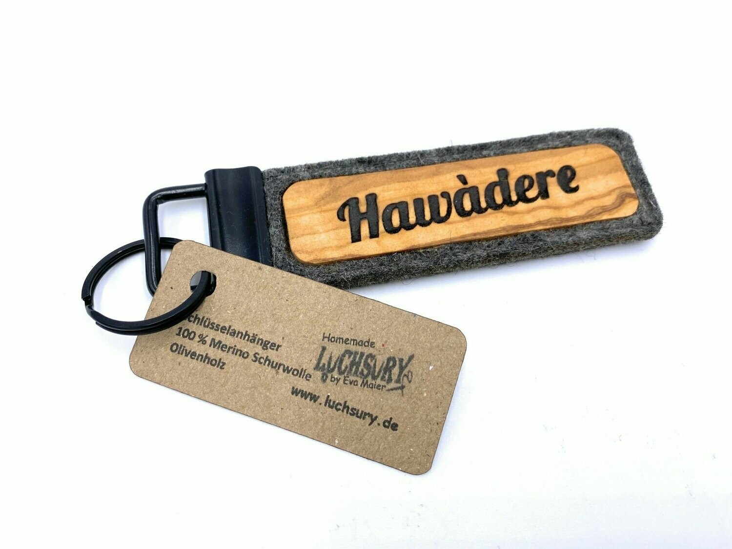 Schlüsselanhänger Naturfilz / Olivenholz "Hawadere"