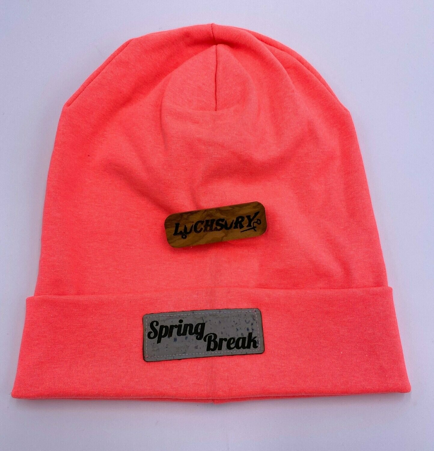 Beanie-Mütze mit Stulpe_neonrosa_Spring Break