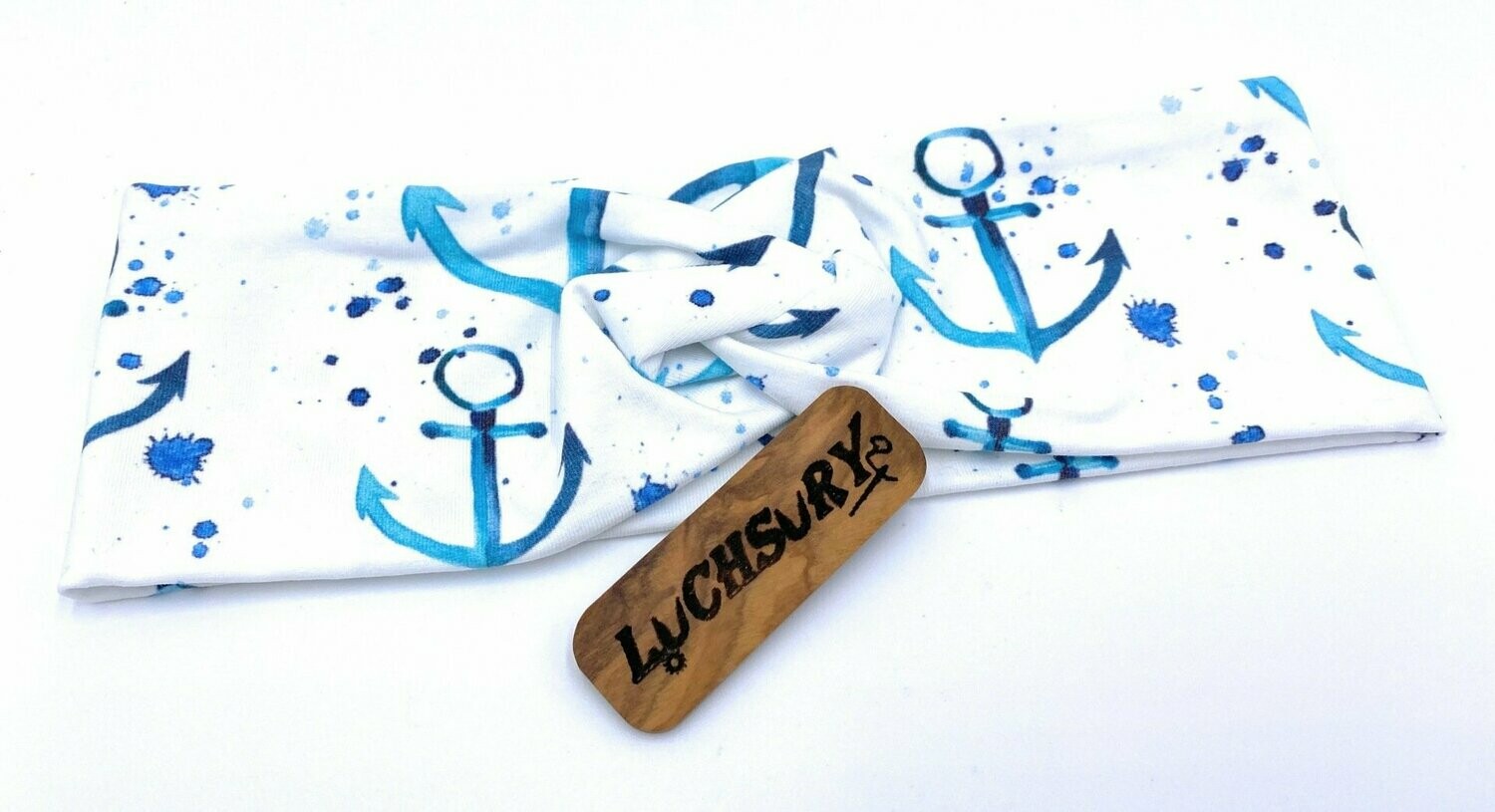 Knotenhaarband / Stirnband - Anker / Kleckse / Blau