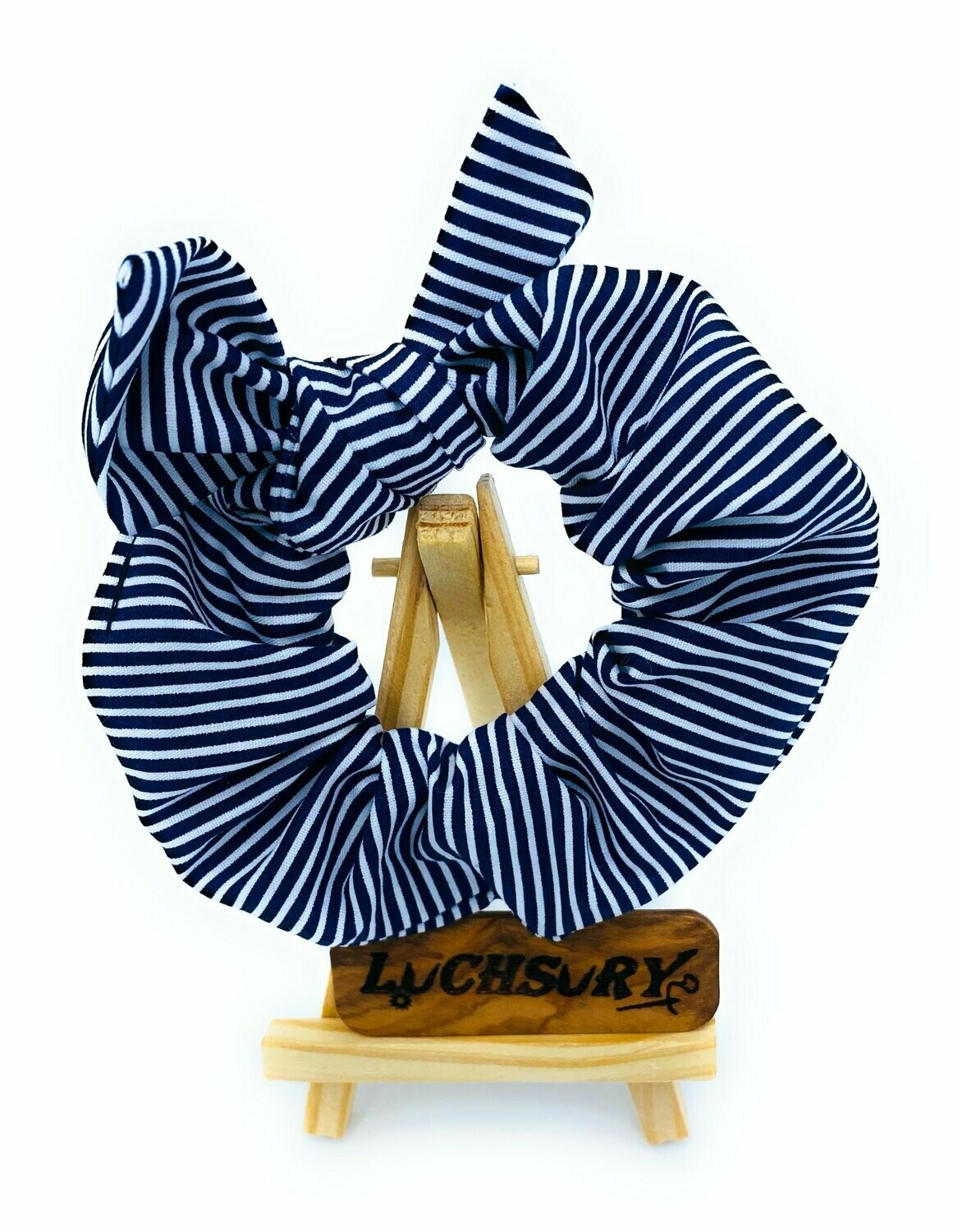 Haargummi / Scrunchies -Fein gestreift- Blau-Weiß