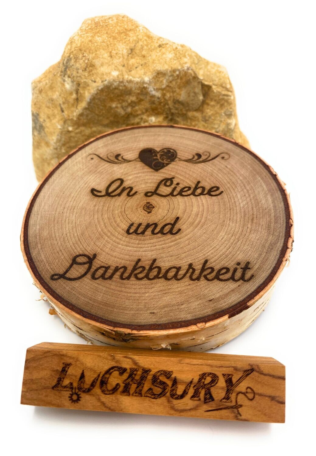 Birkenscheibe "In Liebe... / Herzschweif"