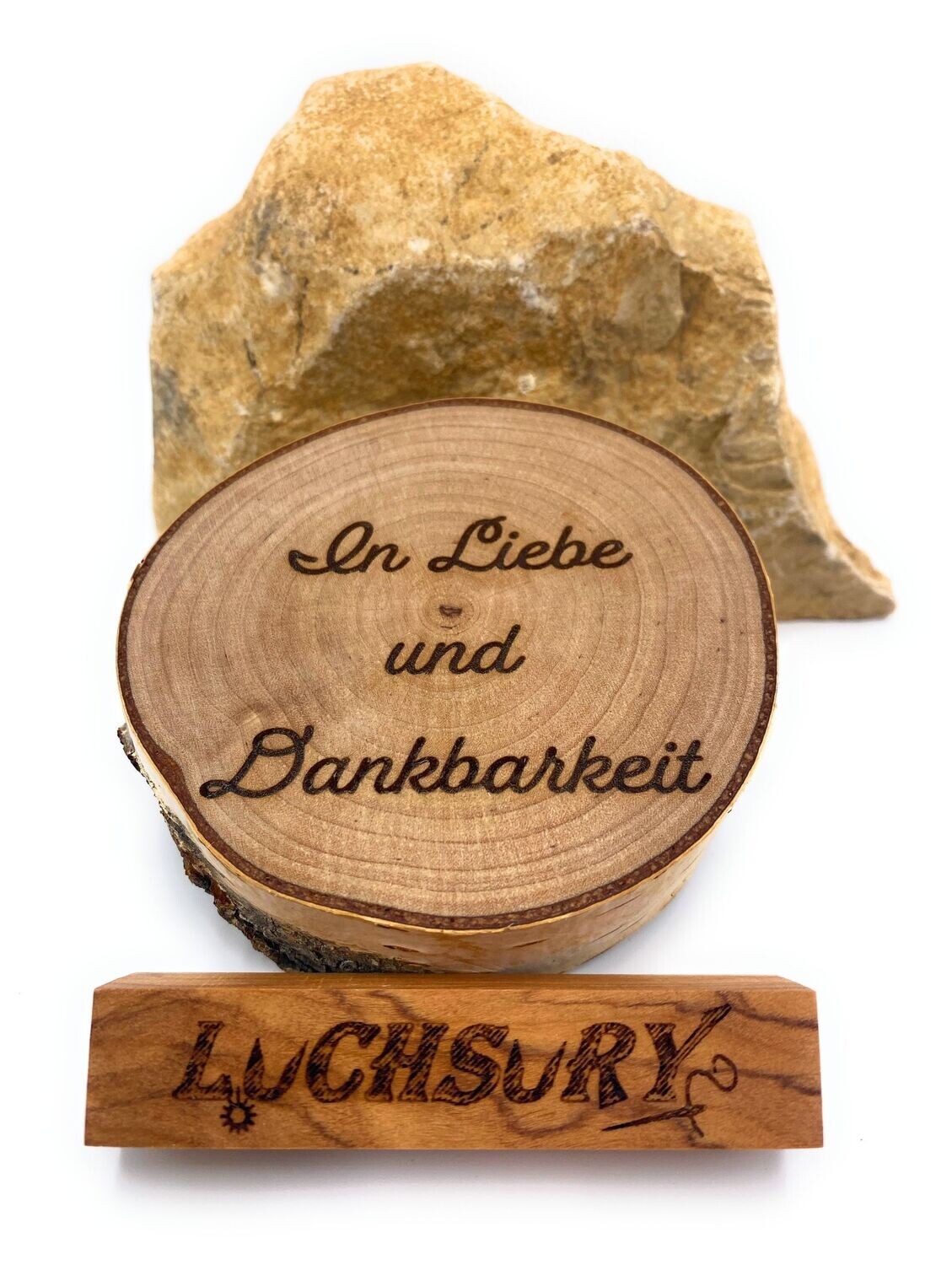 Birkenscheibe "In Liebe und Dankbarkeit"