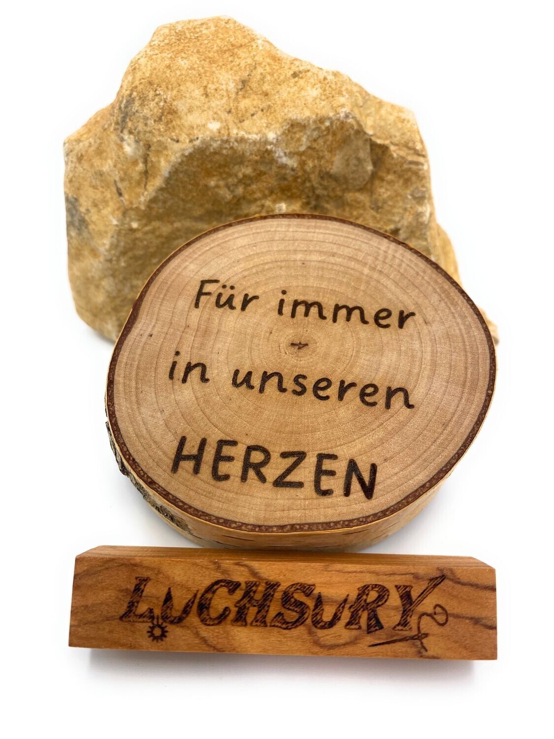 Birkenscheibe "Für immer in unserem Herzen"