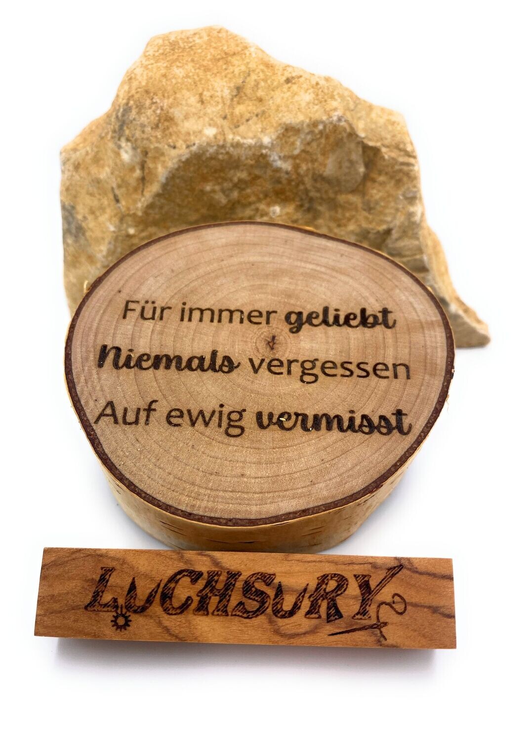 Birkenscheibe "Für immer geliebt Niemals vergessen Auf ewig vermisst"