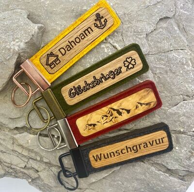 Personalisierbare Schlüsselanhänger Naturfilz