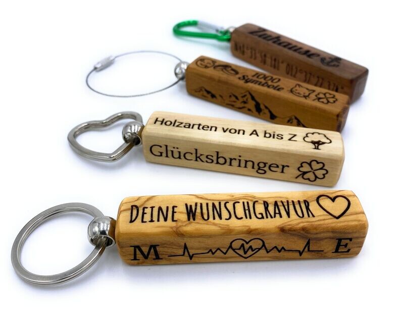 Schlüsselanhänger Holz - Größe Medium - Personalisiert - 30 Hölzer - 1000 Symbole