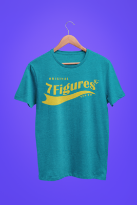Aqua Blue &amp; Yellow Original 7Figures T Shirt