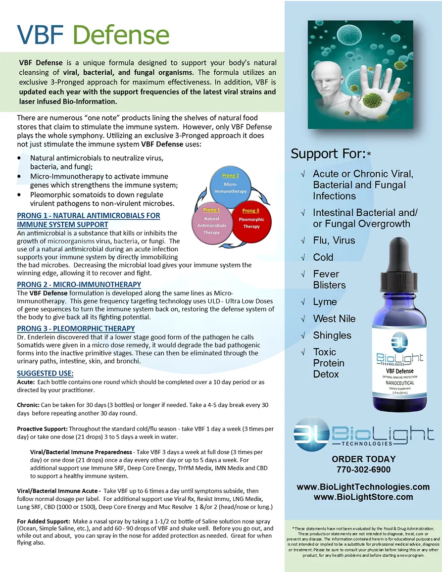 BioLight: VBF Defense (for viral, bacterial & fungal) (USPS shipping included)