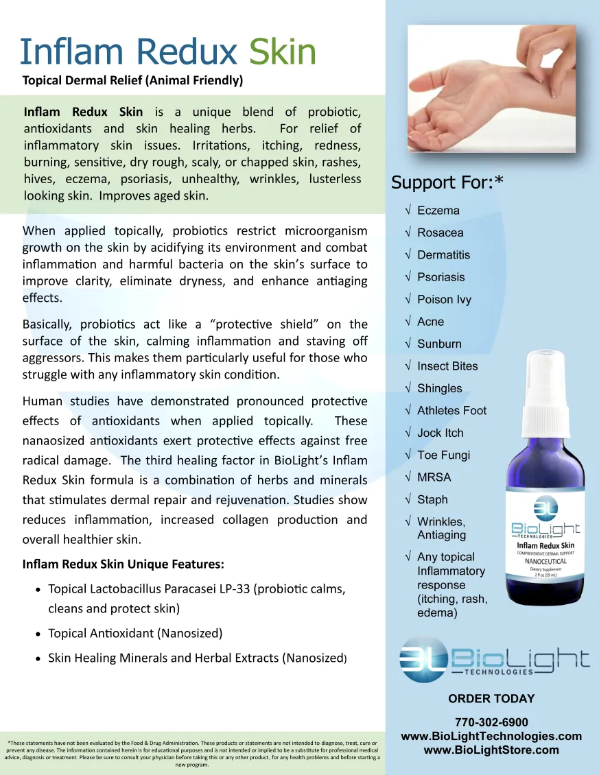BioLight: Inflam Redux Skin (topical relief)  (USPS shipping included)