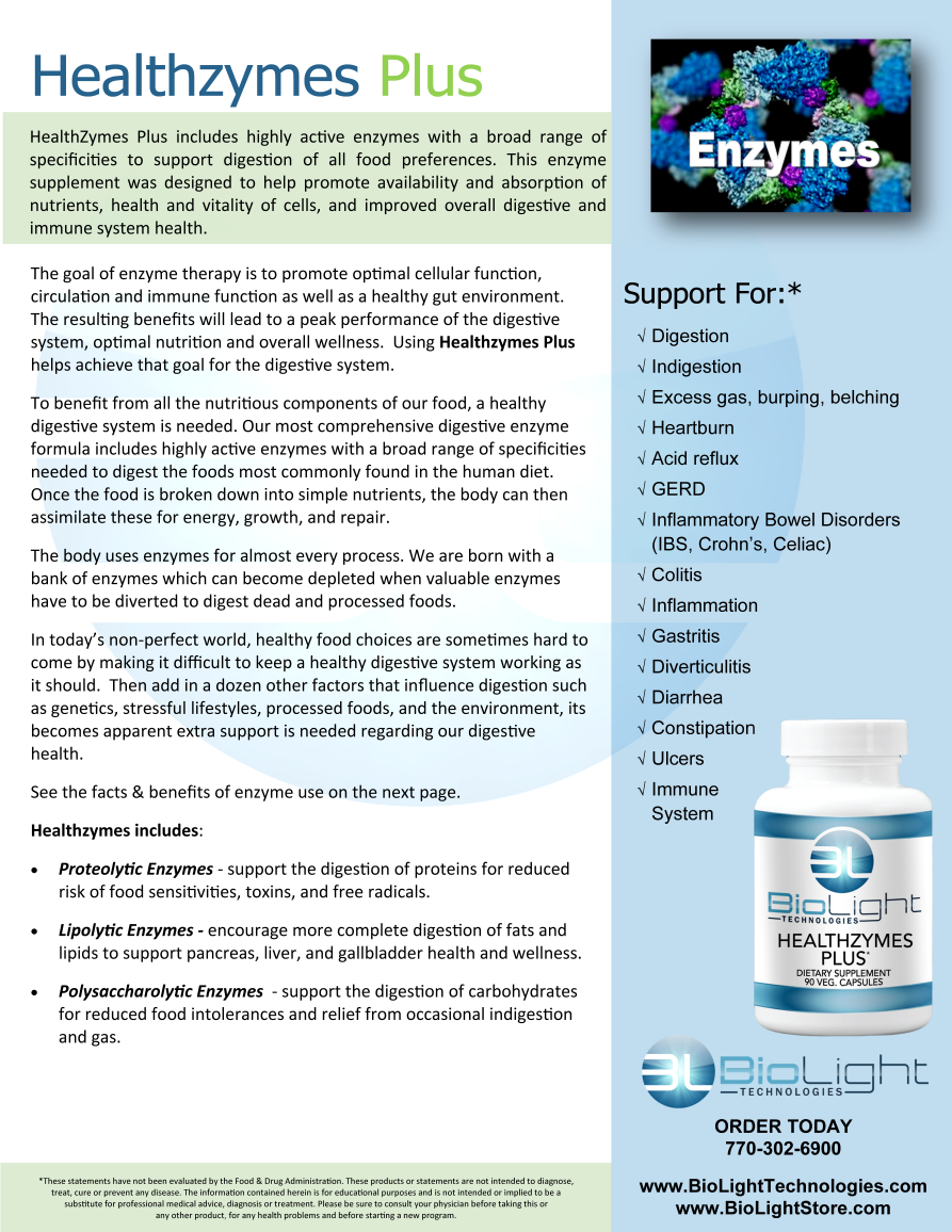 BioLight: Healthzymes Plus (USPS shipping included)