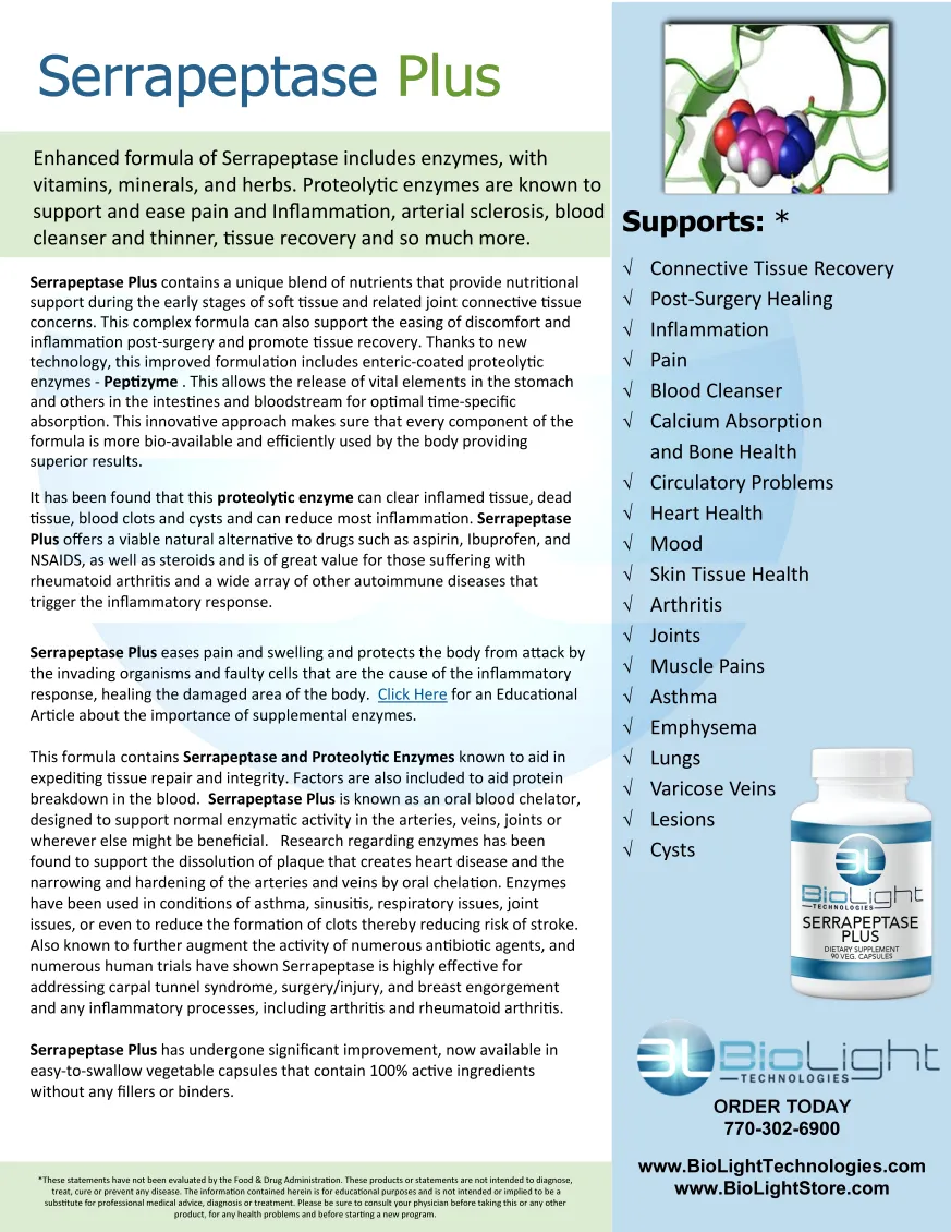 BioLight: Serrapeptase Plus (USPS shipping included)