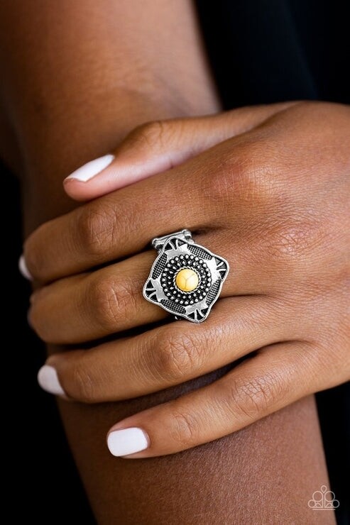 Paparazzi ~ Four Corners Fashion Yellow Ring
