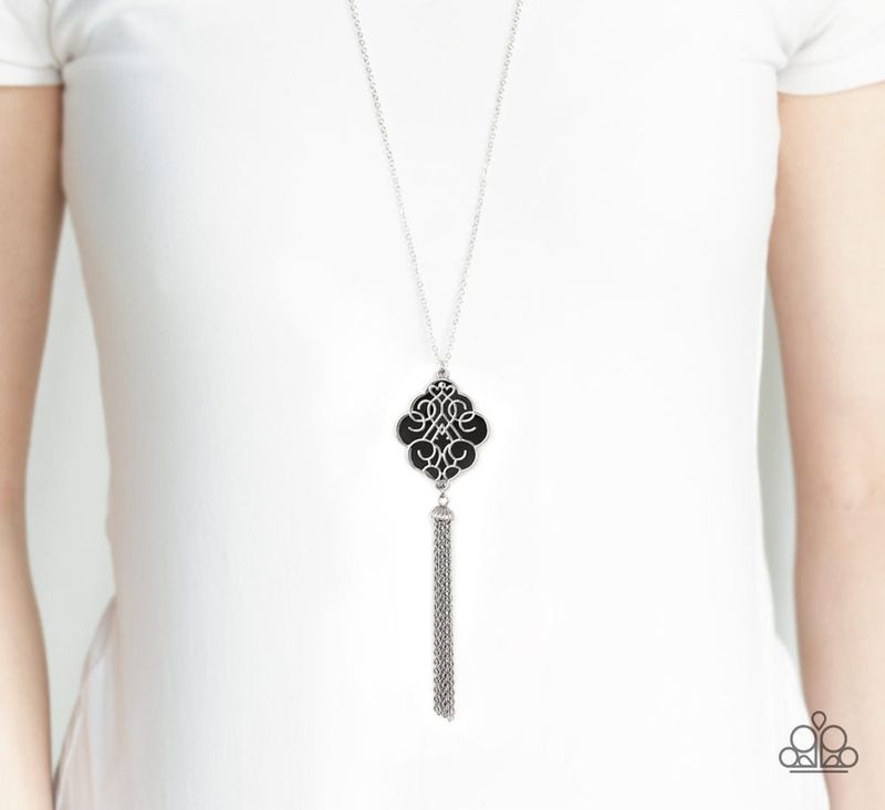 Paparazzi Malibu Mandala Black Necklace/Earrings Set