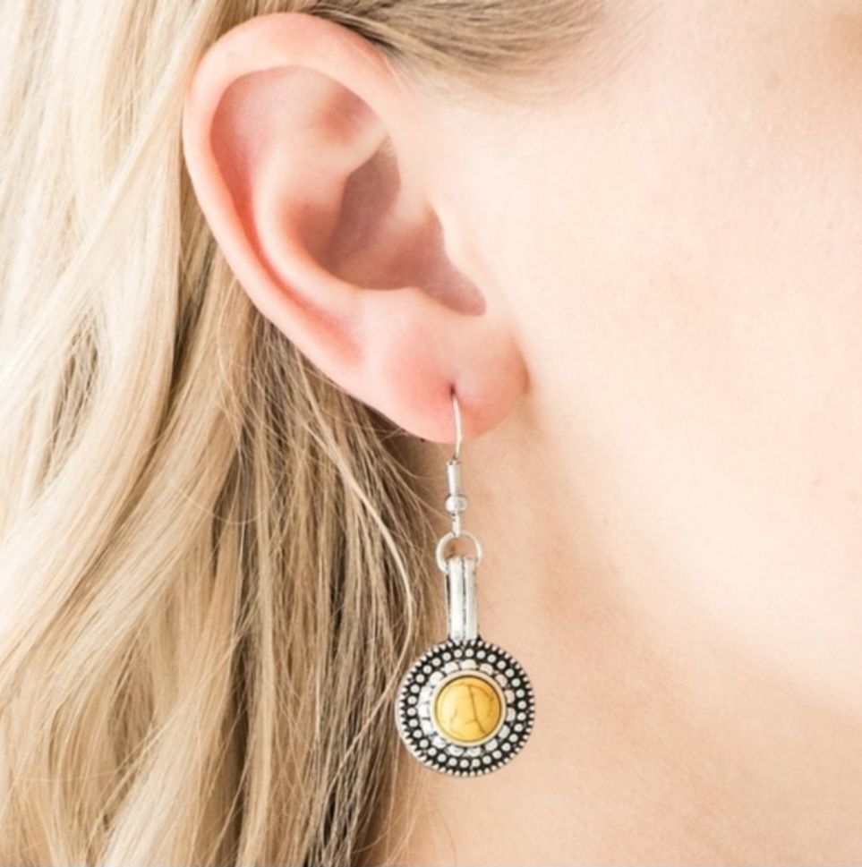 Paparazzi Simply Stagecoach Yellow Earrings