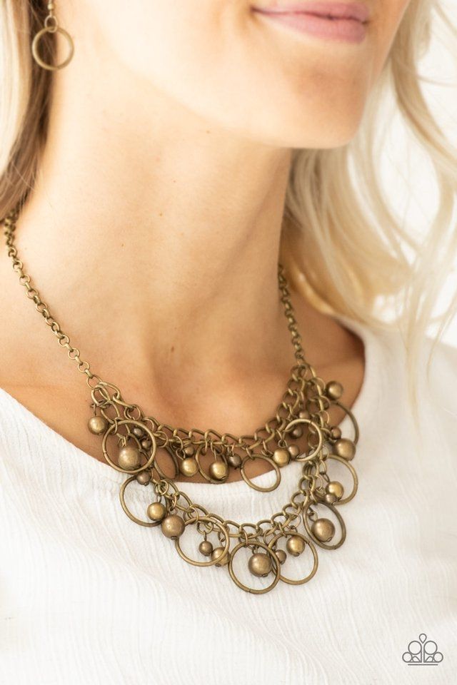 Paparazzi Warning Bells Necklace/Earrings Set Brass