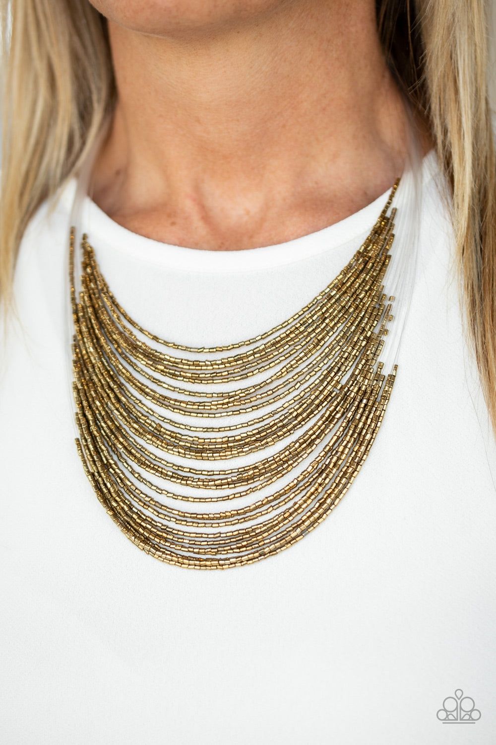Paparazzi Catwalk Queen Brass Necklace/Earrings Set