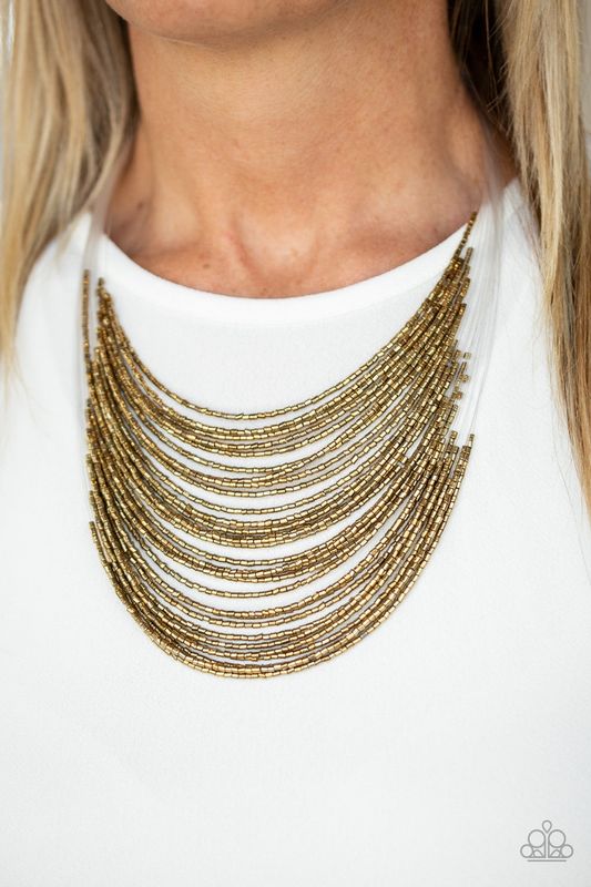 Paparazzi Catwalk Queen Brass Necklace/Earrings Set