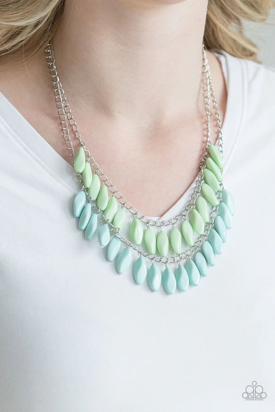 Paparazzi Beaded Boardwalk Blue Necklace/Earrings Set