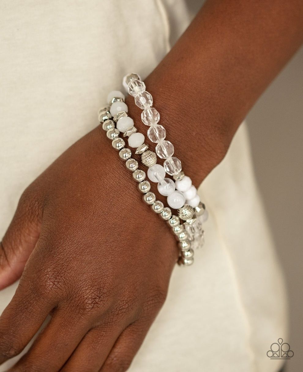 Paparazzi Sugary Shimmer White Bracelet