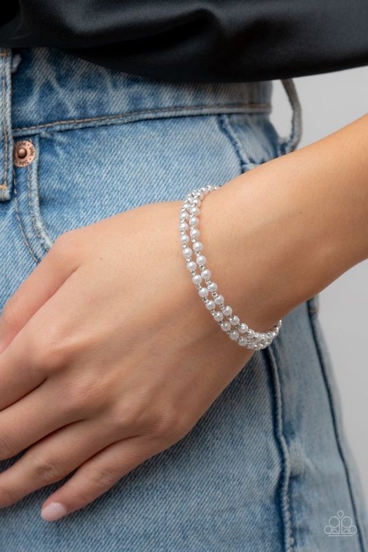 Paparazzi Regal Wraparound White Bracelet