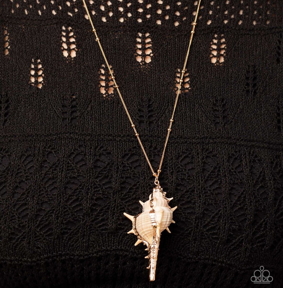 Paparazzi Sea Conch Gold Necklace/Earrings Set 