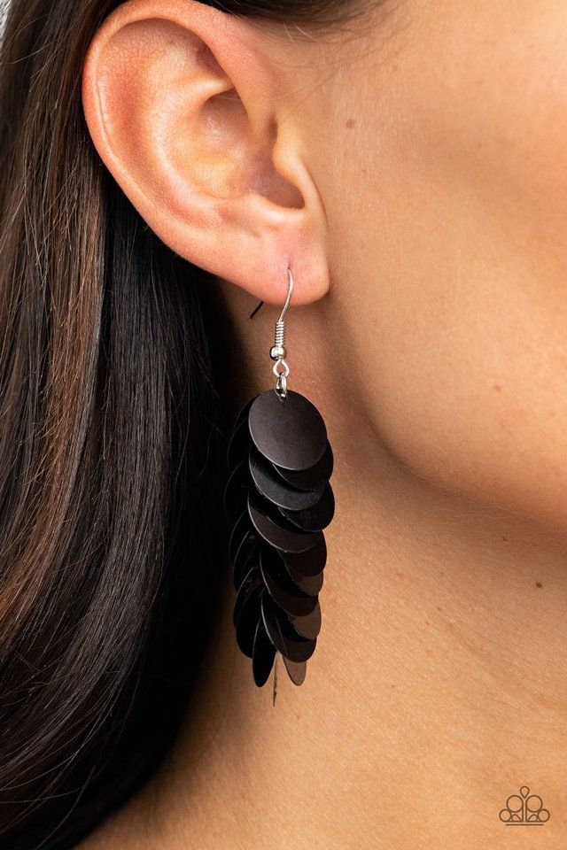 Paparazzi Now You Sequin it Black Earrings